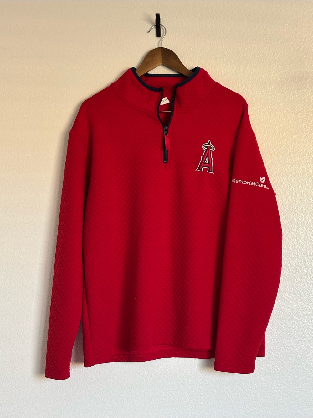 Los Angeles Angels Red Quarter-Zip Pullover Sweater